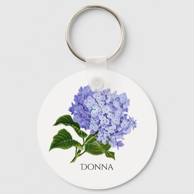 Porte-clés personnalisé Hydrangea Floral d'été (Recto)