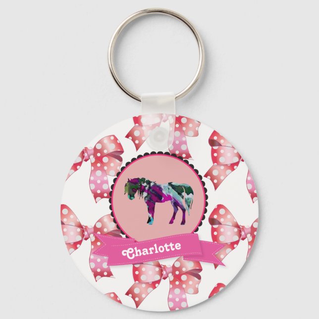 Porte-clés Personnalisé mignon rose moderne pivoine (Recto)