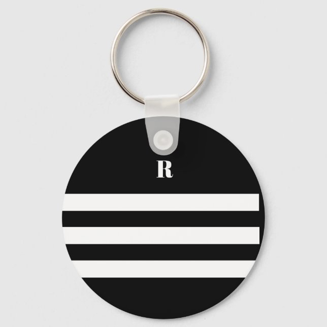 Porte-clés Personnalisé noir et blanc rayé (Recto)