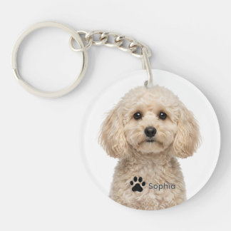 Porte-clés personnalisé pour chien Maltipoo crème