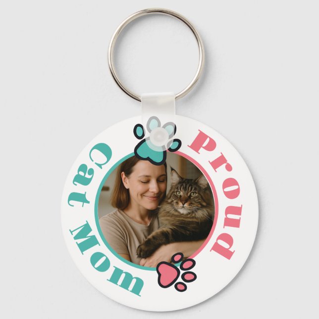 Porte-clés personnalisé pour maman de chat fière a (Recto)