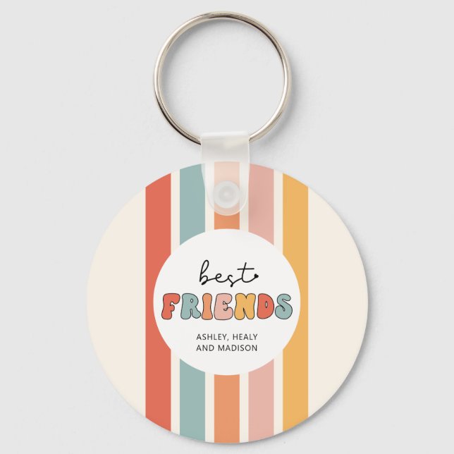 Porte-clés Personnalisé Retro Meilleurs Amis BFFs Mete Bestie (Recto)