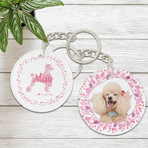 Porte-clés personnalisé silhouette de caniche rose