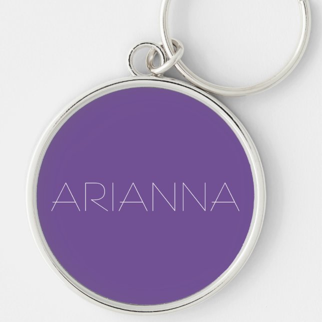 Porte-clés personnalisé violet minimaliste (Devant)