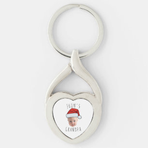 Porte-clés Personnalisé Visage bébé Père Noël Chapeau Photo d