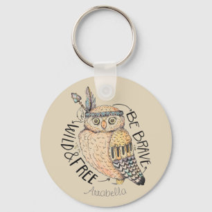 Porte-clés Personnalisé Wild and Free Charming Owl