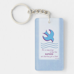 Porte-clés Personnaliser, Adulte Baptême Dove on Blue
