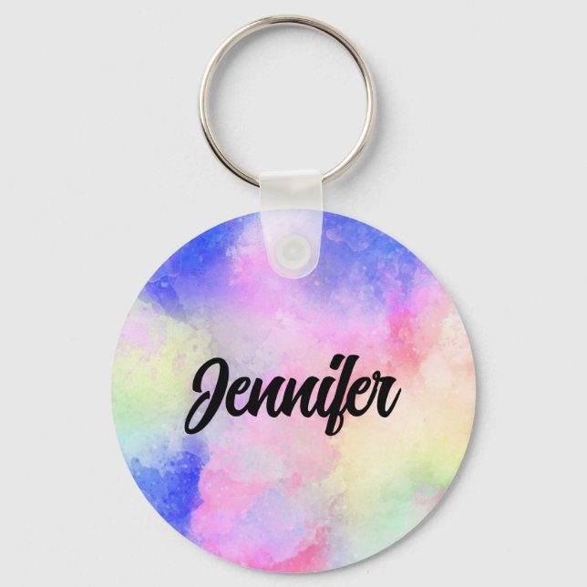 Porte-clés PERSONNALISER | Aquarelle colorée Retour (Recto)