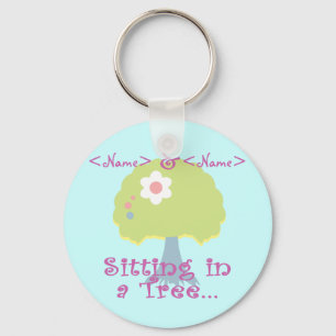 Porte-clés Personnaliser assis dans un arbre,<Name>,<Name>