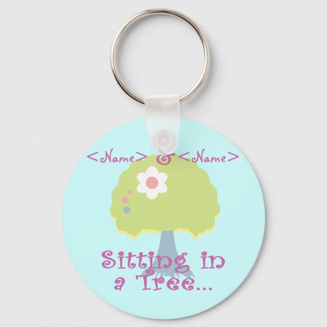 Porte-clés Personnaliser assis dans un arbre,<Name>,<Name> (Recto)