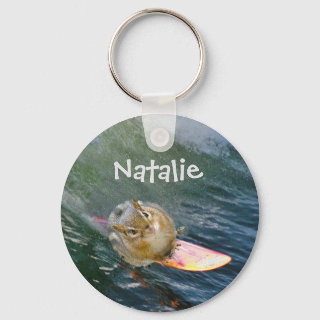 Porte-clés Personnaliser Cute Surfing Chipmunk (Recto)