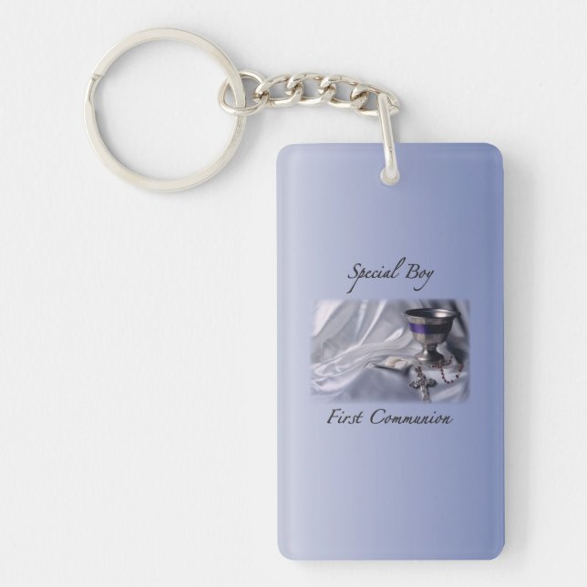 Porte-clés Personnaliser, Garçon, Première communion bleue (Devant)