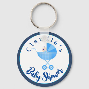 Porte-clés Personnaliser le Baby shower de transport bleu Fav