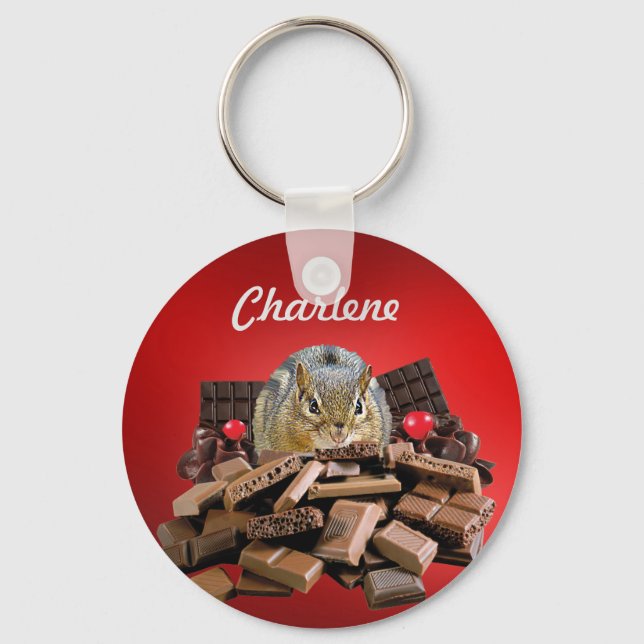 Porte-clés Personnaliser le plus doux jour Chocolat Chipmunk (Recto)