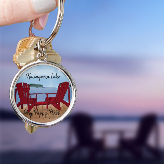 Porte-clés Personnaliser Mon Endroit Heureux (Keep the keys to your cabin sayfe with cute customised lake view keyrings.)