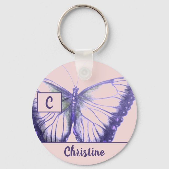 Porte-clés Personnaliser par nom Bouton papillon Porte - clé (Recto)