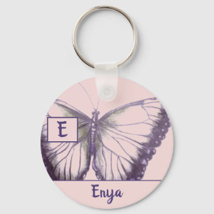 Porte-clés Personnaliser par nom Bouton papillon Porte - clé