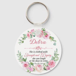 Porte-clés Personnaliser Prov 31:25 Fête des Mères Rose Rose