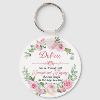 Porte-clés Personnaliser Prov 31:25 Fête des Mères Rose Rose