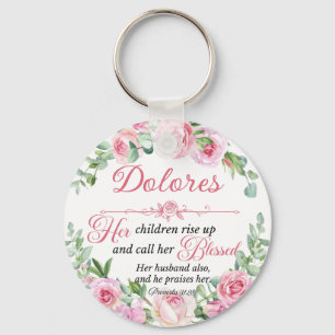 Porte-clés Personnaliser Prov 31:28 Fête des Mères Rose Rose