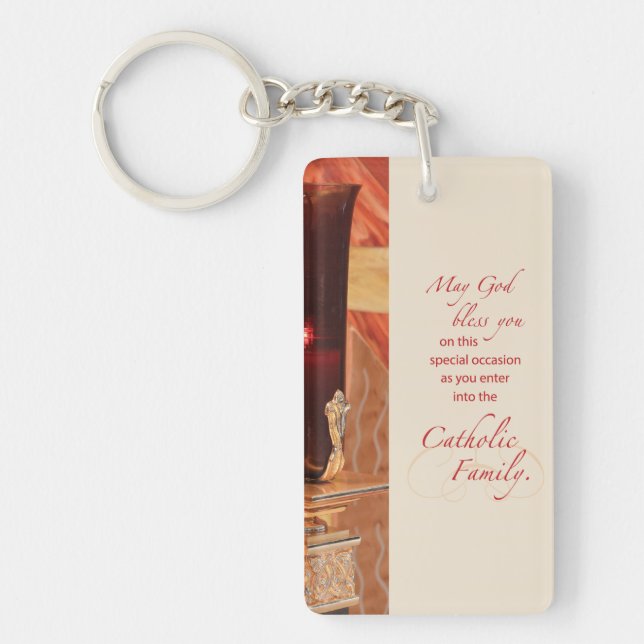 Porte-clés Personnaliser, RCIA Félicitations, Catholique, Rou (Devant)