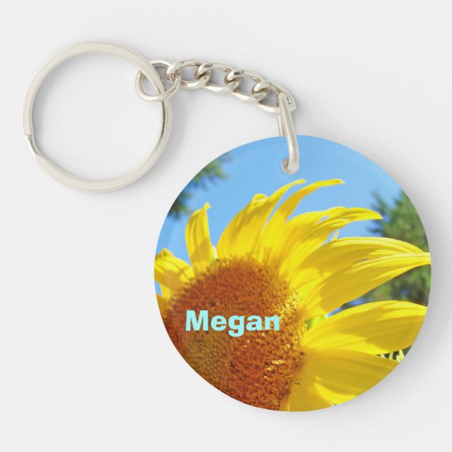 Porte-clés personnalisés Ajouter Nom Tournesol Été (Devant)