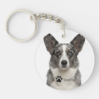 Porte-clés personnalisés Chien Corgi Blue Merle