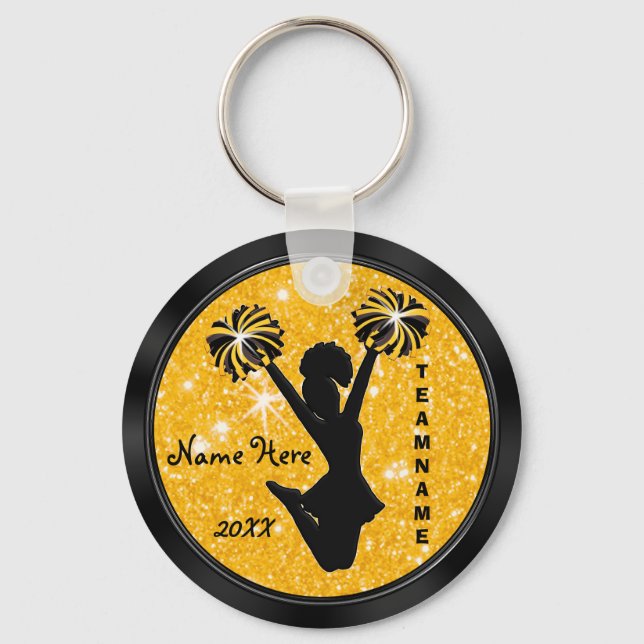 Porte-clés personnalisés de cheerleading noir et o (Recto)