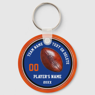 Porte-clés personnalisés de football bleu et orang