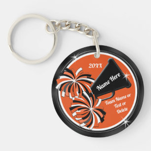 Porte-clés personnalisés Orange, Noir, Blanc, pour