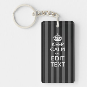 Porte-clés Personnalized KEEP CALM Your Text on Black Stripes
