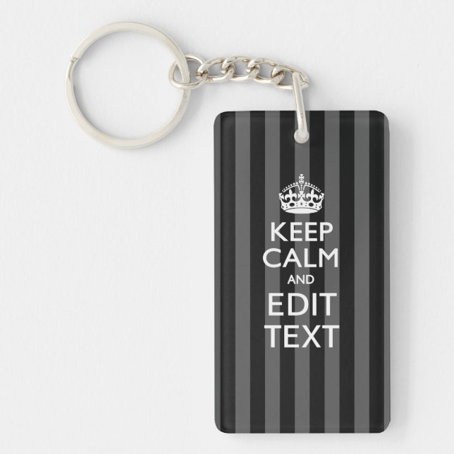 Porte-clés Personnalized KEEP CALM Your Text on Black Stripes (Devant)