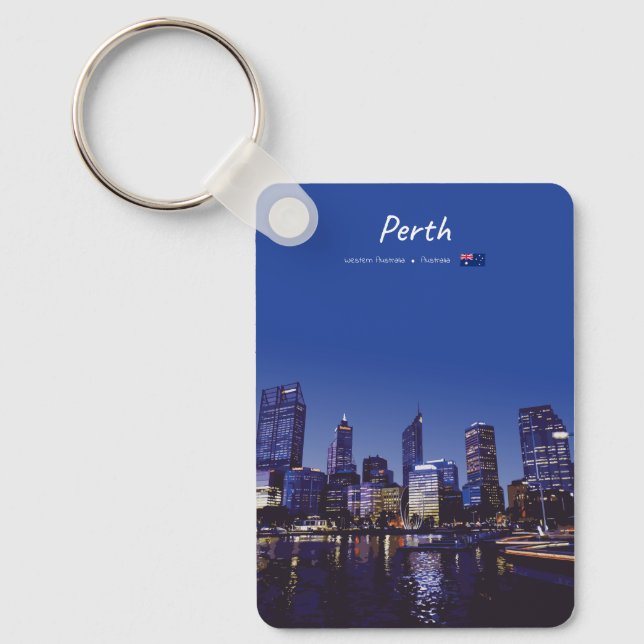 Porte-clés Perth, Australie - Ciel de la ville de nuit Classi (Recto)