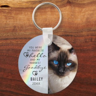 Porte-clés Pet Cat Memorial Favori Hello Photo Arc en ciel