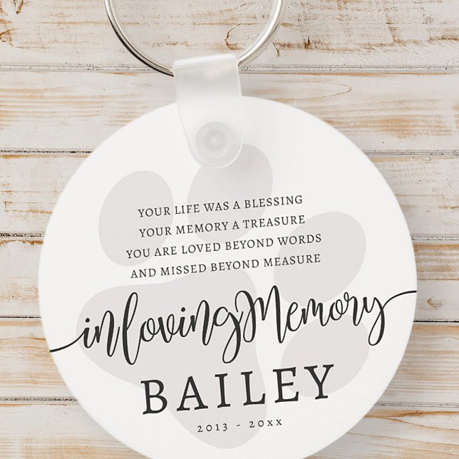 Porte-clés Pet Memorial Moderne Élégant Simple Chic Paw (Créateur téléchargé)