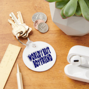 Porte-clés Petit ami avec typographie bleu foncé