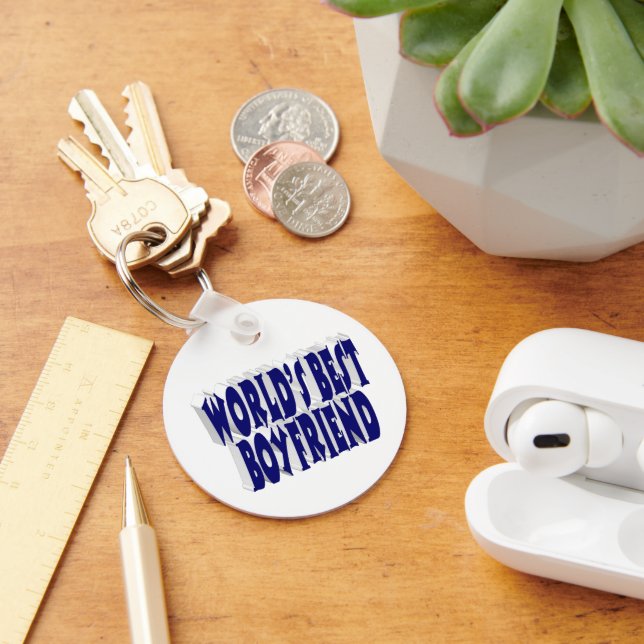 Porte-clés Petit ami avec typographie bleu foncé (Bureau)