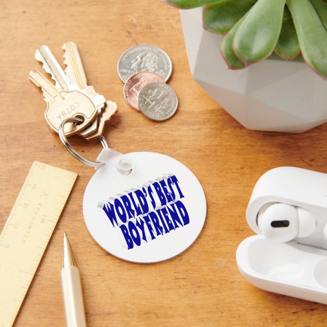 Porte-clés Petit ami avec typographie bleue  (Bureau)