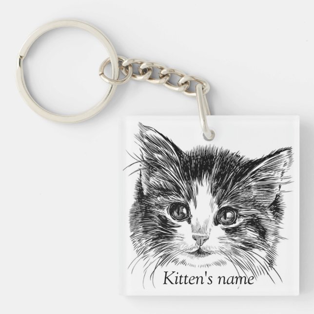 Porte-clés Petit Chat Douce Personnalisable (Devant)