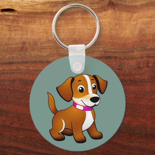 Porte-clés Petit chien brun, debout - (Verso)