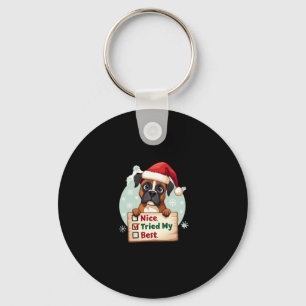 Porte-clés Petit chien de boxer chien Noël Nice J'ai essayé m