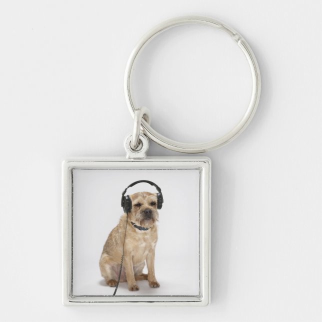 Porte-clés Petit chien portant un casque (Devant)