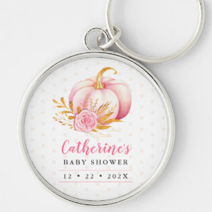Porte-clés Petit Citrouille Boho Pink Gold Baby shower Floral