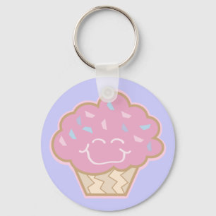 Porte-clés petit cupcake aux fraises heureux