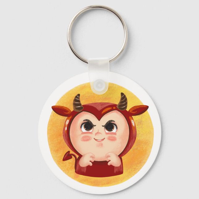 Porte-clés Petit garçon dans un rouge diable costume Hallowee (Recto)