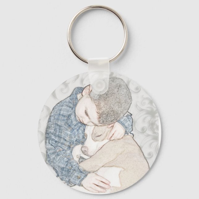 Porte-clés Petit garçon et chiot (Recto)
