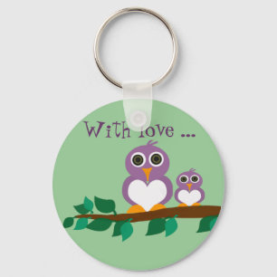 Porte-clés Petit hibou et bébé sur l'arbre