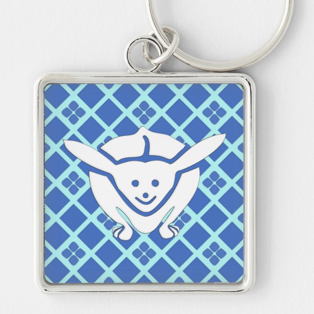 Porte-clés Petit lapin japonais, bleu (Devant)