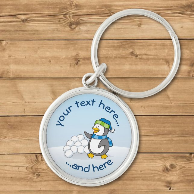 Porte-clés Petit manchot avec boules de neige agitant (Créateur téléchargé)