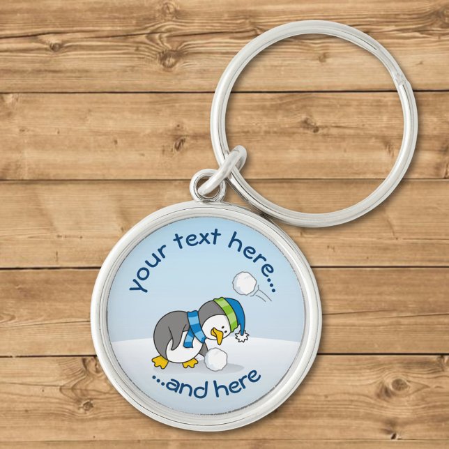 Porte-clés Petit manchot obtenant une boule de neige (Créateur téléchargé)